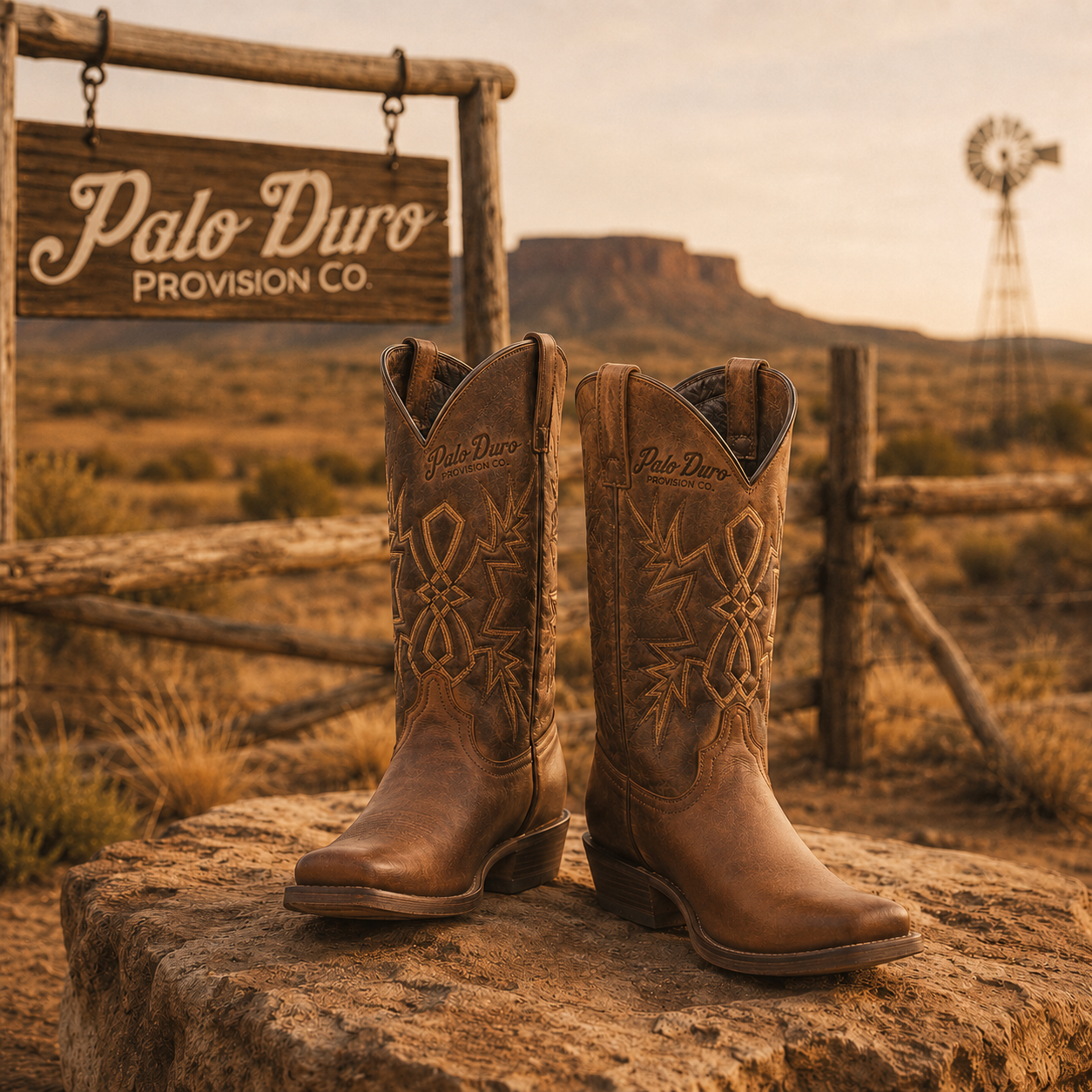 Palo Duro Brown Leather Cowboy Boots